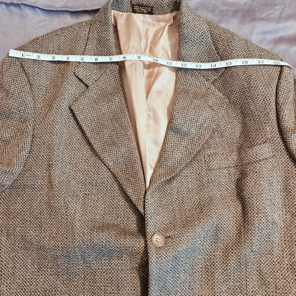 Oscar de la renta Classic Tweed Blazer Sport Coat Jacket Brown Tan Plaid‎ 41 R
